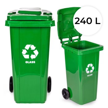 Multistore 240L Trash Can with Rubber Wheels, Yellow