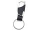 Metal and Faux Leather Keychain with Carabiner Clip, Silver, Black