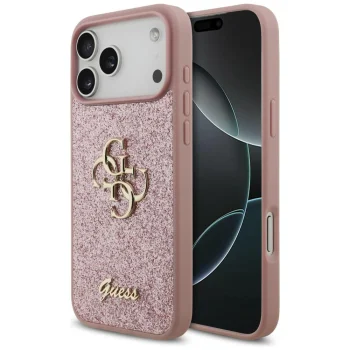 Чехол Guess Fixed Glitter Big 4G для iPhone 18 Pro Max / 17 Pro Max, розовый