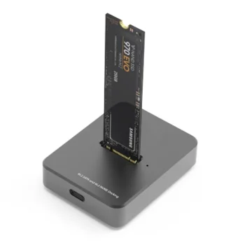 M.2 SATA un NVMe SSD dokstacija, USB-C 10Gbps, tumši pelēka
