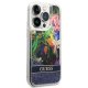 Чехол Guess Flower Liquid Glitter для iPhone 14 Pro Max - синий