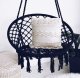 Dārza Mājas Šūpuļtīkls Šūpoles Krēsls no Pītām Virvēm, Melns | Garden Hammock Chair Swing from Braided Rope