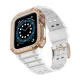 Aizsargājoša siksniņa un vāciņš Apple Watch 42/44/45mm, Balta/Rozā zelts