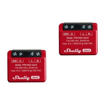 Viedo slēdžu komplekts Shelly 1PM Mini Gen3 WiFi/Bluetooth