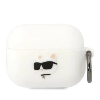 Karl Lagerfeld KLAPRUNCHH AirPods Pro maciņš Silicone Choupette Head 3D, Balts