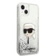 Karl Lagerfeld iPhone 14 Plus vāciņš Liquid Glitter Karl Head Sudraba
