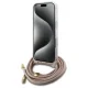 Guess iPhone 16 vāciņš Crossbody Cord 4G Print, rozā