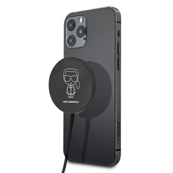 Беспроводное зарядное устройство Karl Lagerfeld Iconic 15W MagSafe, черное