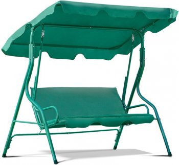 Trīsvietīgās Dārza Šūpoles Šūpuļkrēsls ar Nojumi "Relax", Zaļš | Three-seat Garden Swing with a Canopy
