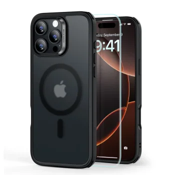 ESR Classic Hybrid Halolock MagSafe korpuss + rūdītais stikls iPhone 16 Pro - daļēji caurspīdīgs | Case Tempered...