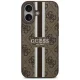 Чехол Guess 4G Printed Stripes MagSafe для iPhone 17, коричневый