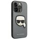 Karl Lagerfeld iPhone 14 Pro Case Saffiano Karl\'s Head Patch Silver
