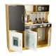 Bērnu koka virtuve ar ledusskapi un krīta tāfeli LULILO, Zelta | Kids Wooden Kitchen with Refrigerator