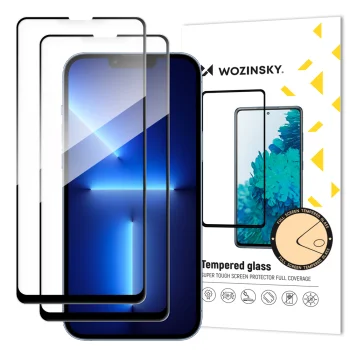 Aizsargstikls Wozinsky iPhone 14 Max / 13 Pro Max, Full Glue, 2 gab., melns
