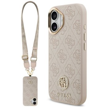 Guess 4G Strass Logo & Big Strap Metal Buttons MagSafe vāciņš iPhone 17 - Rozā | Phone Case Cover Pink