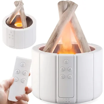 USB gaisa mitrinātājs un aromadifuzors ar RGB LED un liesmas efektu, 250ml, balts