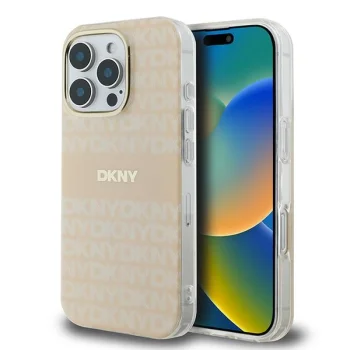 Чехол DKNY для iPhone 16 Pro Max Repeat Texture Pattern With Stripe, розовый