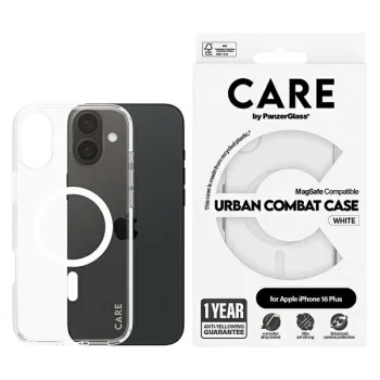 CARE by PanzerGlass Flagship vāciņš iPhone 16 Plus, balts (MagSafe)