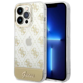 Guess iPhone 14 Pro Max vāciņš 4G Pattern Script, zelta
