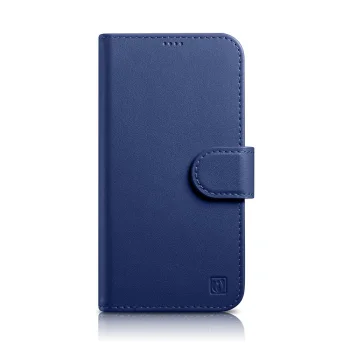 Кожаный чехол-книжка iCarer для iPhone 14 Pro Max 2in1 Anti-RFID, синий