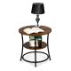 ModernHome Industrial Round Coffee Table with Storage Shelf for Living Room