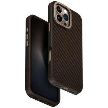 Uniq Keva Max Magclick uzlādes vāciņš ar kameru statīvu iPhone 16 Pro - brūns | Charging Camera Stand Phone Case...