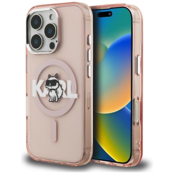 Karl Lagerfeld IML Choupette Sketch MagSafe vāciņš iPhone 16 Pro Max rozā