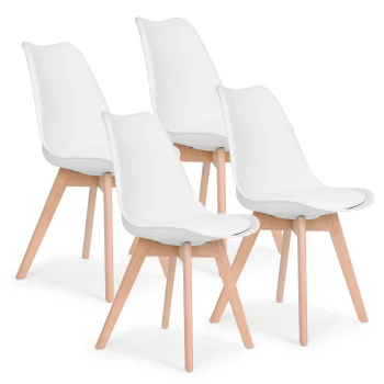Ēdamistabas krēslu komplekts 4 gab. ModernHome ar spilvenu, balti