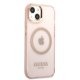 Apple iPhone 13 6.1\'\' Guess Gold Outline Translucent MagSafe Case Cover, Pink | Чехол Кейс Бампер...
