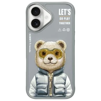 Nimmy Cool&Cute 2.0 Bear vāciņš Apple iPhone 16 - Pelēks