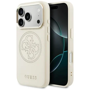 Чехол Guess Perforated 4G MagSafe для iPhone 17 Pro Max, бежевый