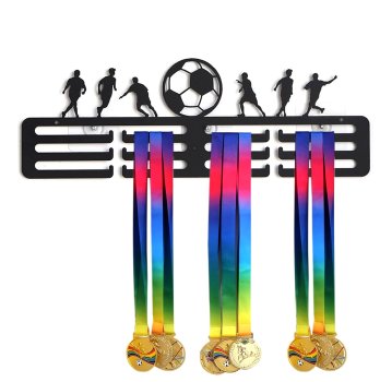 Stilīgs tērauda medaļu turētājs futbolam, 40 cm, melns