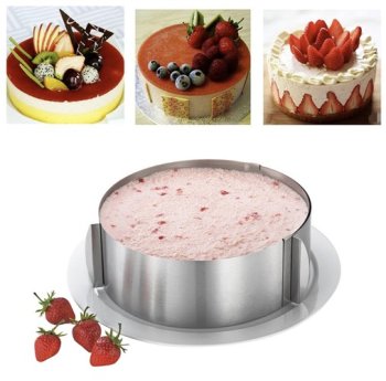 Kūkas veidne, apaļa tortes forma, regulējams konditorejas riņķis | Adjustable Cake Ring Baking Mold