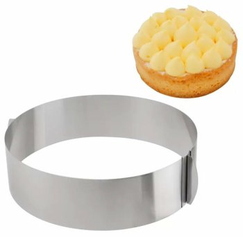 Kūkas veidne, apaļa tortes forma, regulējams konditorejas riņķis, 8 cm | Adjustable Cake Ring Baking Mold
