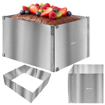 Regulējama taisnstūra kūku forma cepšanai Ruhhy 15cm, sudraba