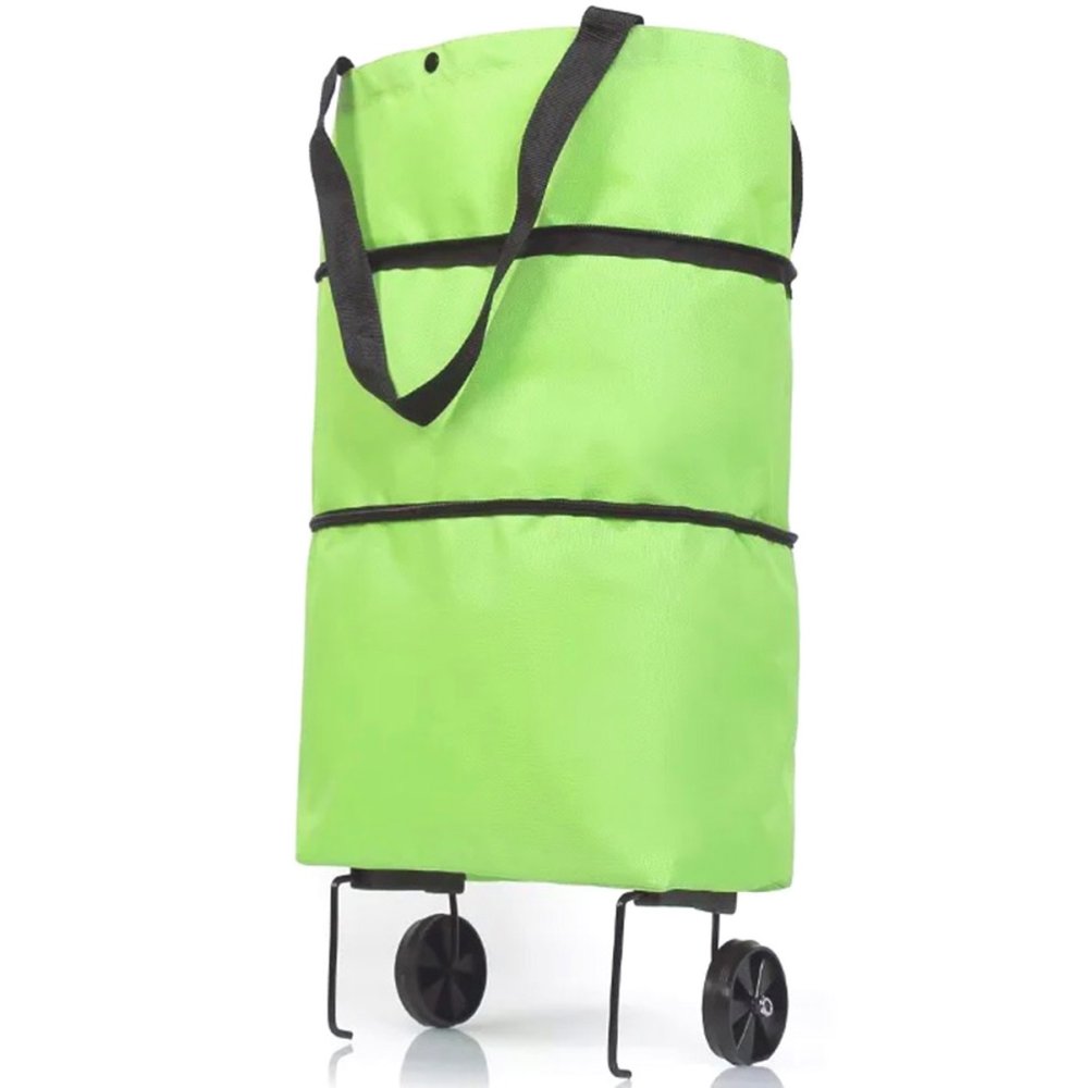 Salokāma soma uz riteņiem zaļa | Folding bag on wheels green (1)