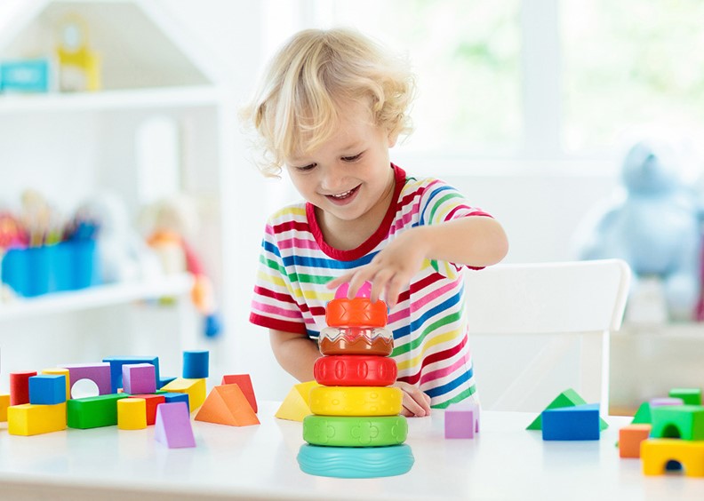 Attīstoša Rotaļlieta Tornis Piramīda Montesori Sensoriskā Mīkla, 7 elementi | Educational Pyramid Tower Sensory... (4)