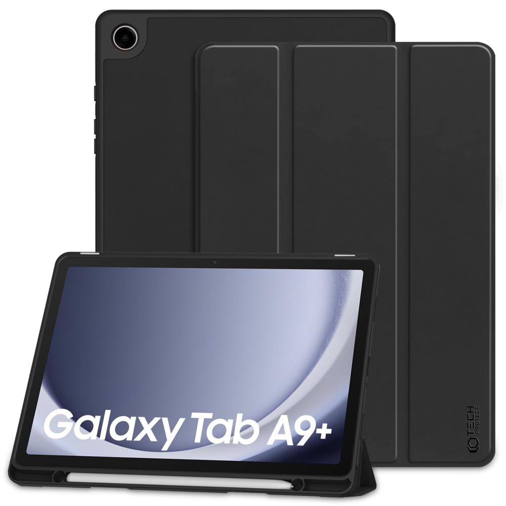 Samsung Galaxy Tab A9+ Plus (SM-X210, X215, X216B) Tech-Protect SC Pen Protective Cover Case, Black | Planšetes Vāciņš Maciņš Apvalks Grāmatiņa