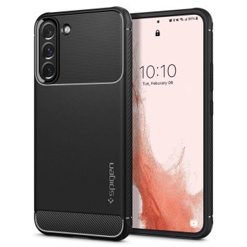 Samsung Galaxy S22 5G (SM-S901) Spigen Rugged Armor Case Cover, Black | Telefona Maciņš Vāks Apvalks Bampers