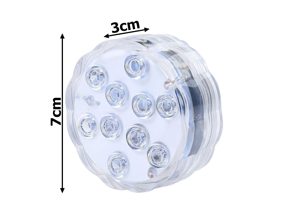 Zemūdens Ūdensizturīga Bezvadu LED Akvārija Baseina Ūdens Gaisma Lampa ar Pulti 10 LED RGB | Waterproof Wireless... (2)