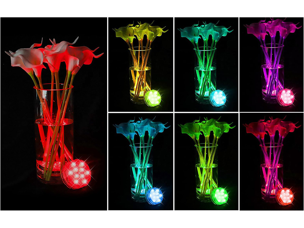Zemūdens Ūdensizturīga Bezvadu LED Akvārija Baseina Ūdens Gaisma Lampa ar Pulti 10 LED RGB | Waterproof Wireless... (5)