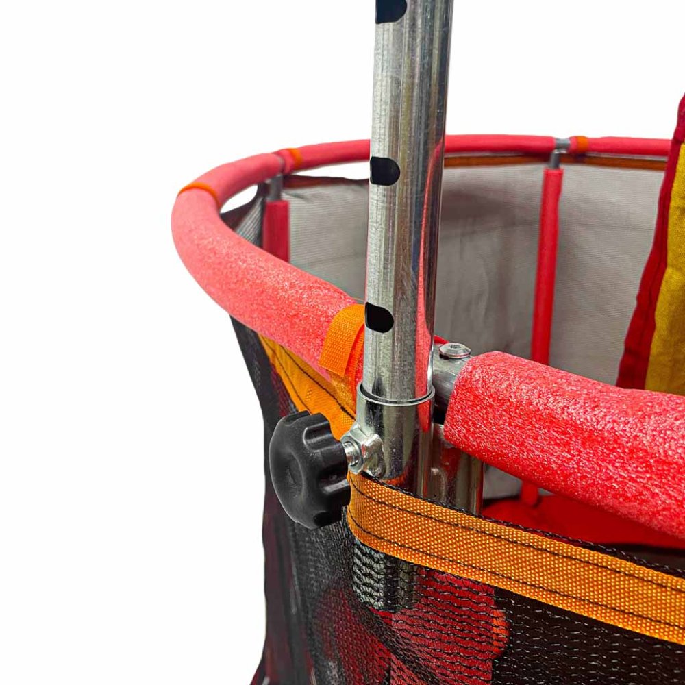 Dārza batuts bērniem ar drošības tīklu un basketbola grozu 150cm, sarkans (1)