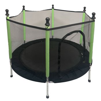 Bērnu dārza batuts ar aizsargtīklu, 140 cm, zaļš