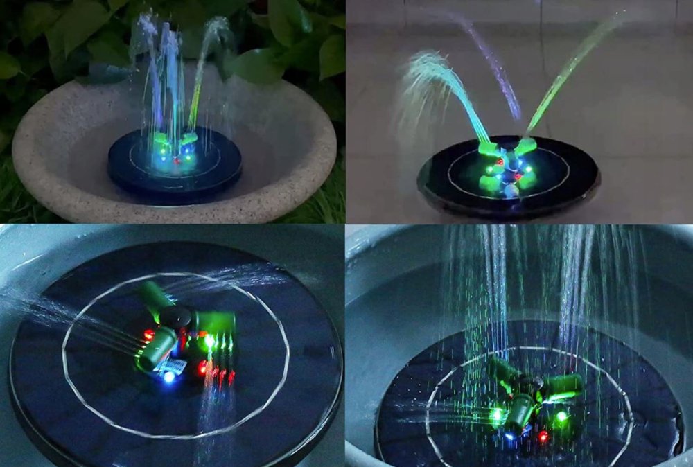 Peldoša strūklaka ar RGB apgaismojumu un saules paneli (4)