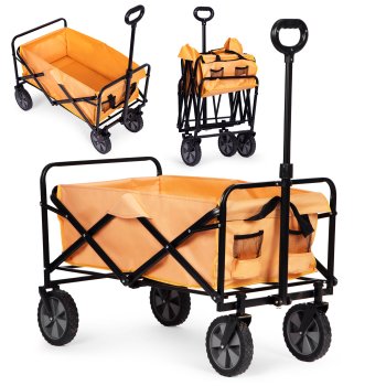 Saliekamie dārza un pludmales transporta ratiņi 100 kg, MultiGarden, oranžs
