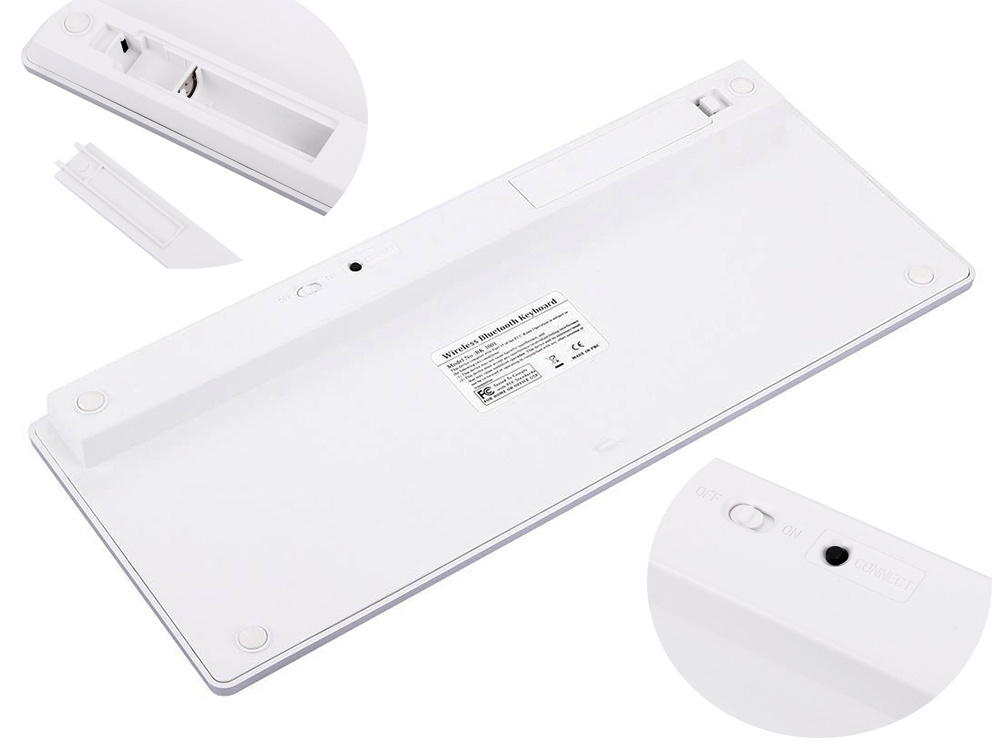 Bezvadu Bluetooth klaviatūra PC, iPad, Mac, zema profila, balta (3)