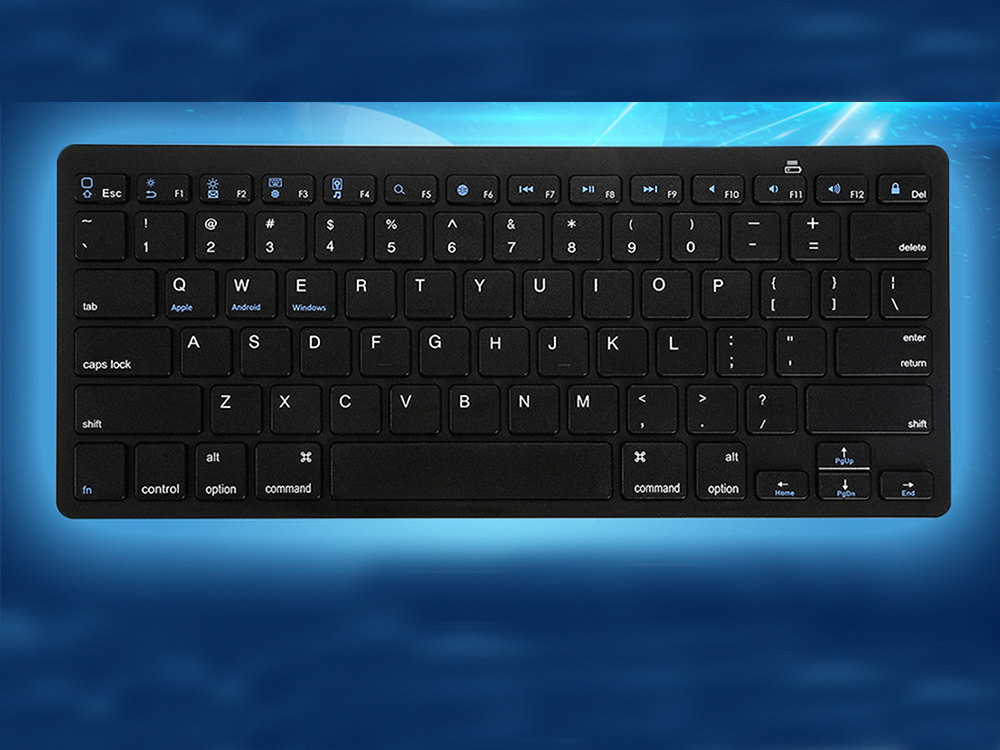 Bezvadu Bluetooth klaviatūra PC, iPad, Mac, zema profila, melna (2)