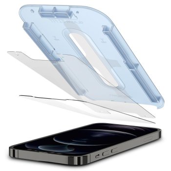 Apple iPhone 12 / 12 Pro 6.1" Spigen "EZ FIT" Tempered Glass Screen Protector 2 pcs. | Telefona Ekrāna Aizsargstikls ar Papildus Rāmi 2 gab.