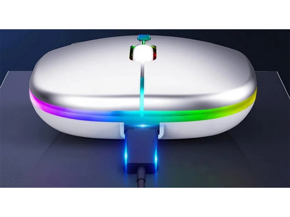 Slim bezvadu optiskā pele 2,4 GHz Bluetooth ar USB-C uzlādi, balta (1)