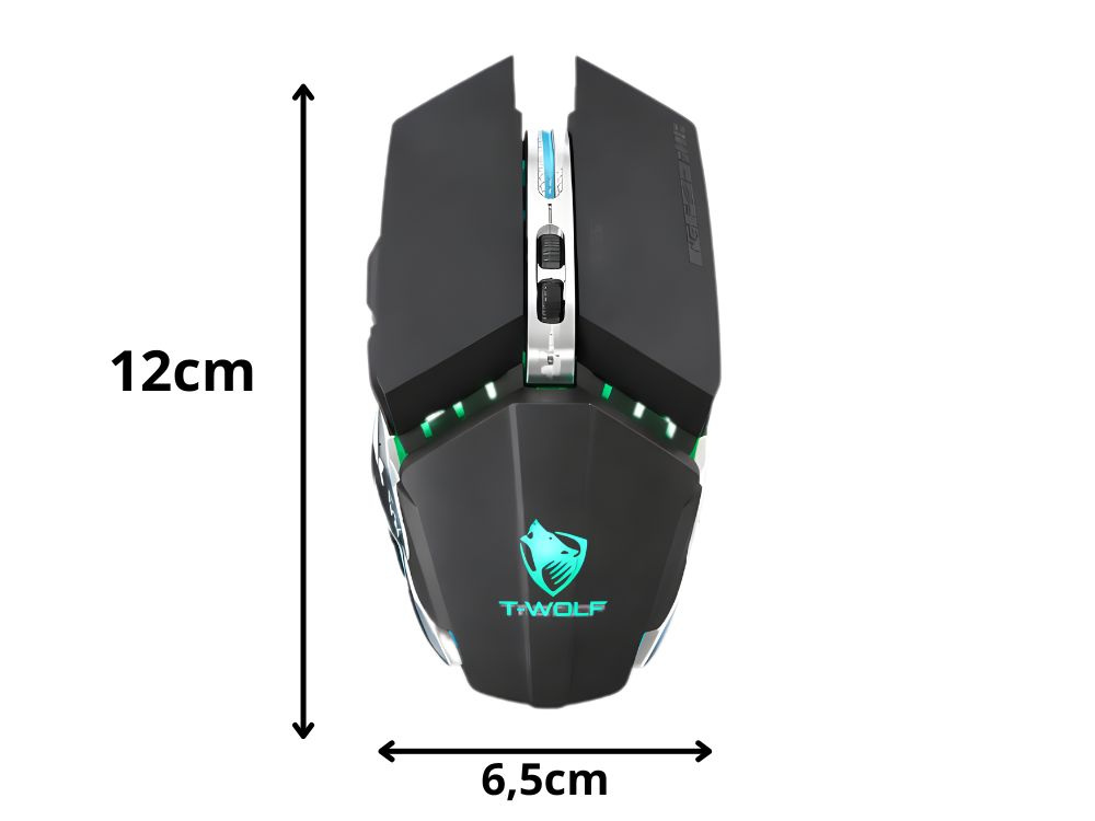 Bezvadu spēļu pele ar RGB LED apgaismojumu USB, melna (1)